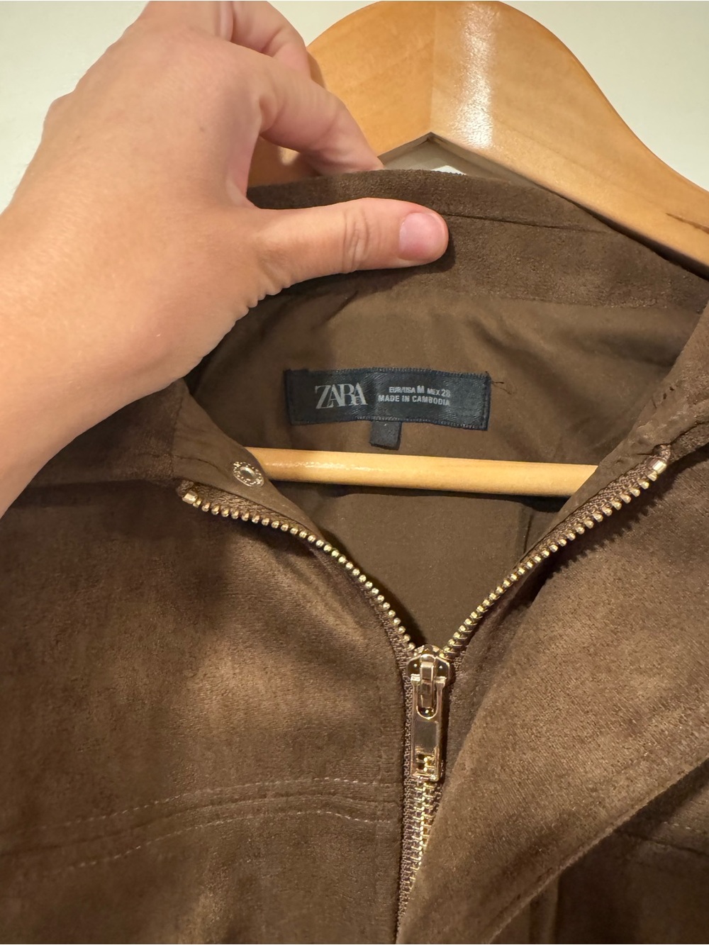 Zara Dark Brown Suede Effect Bomber Jacket - Picture 3 of 8